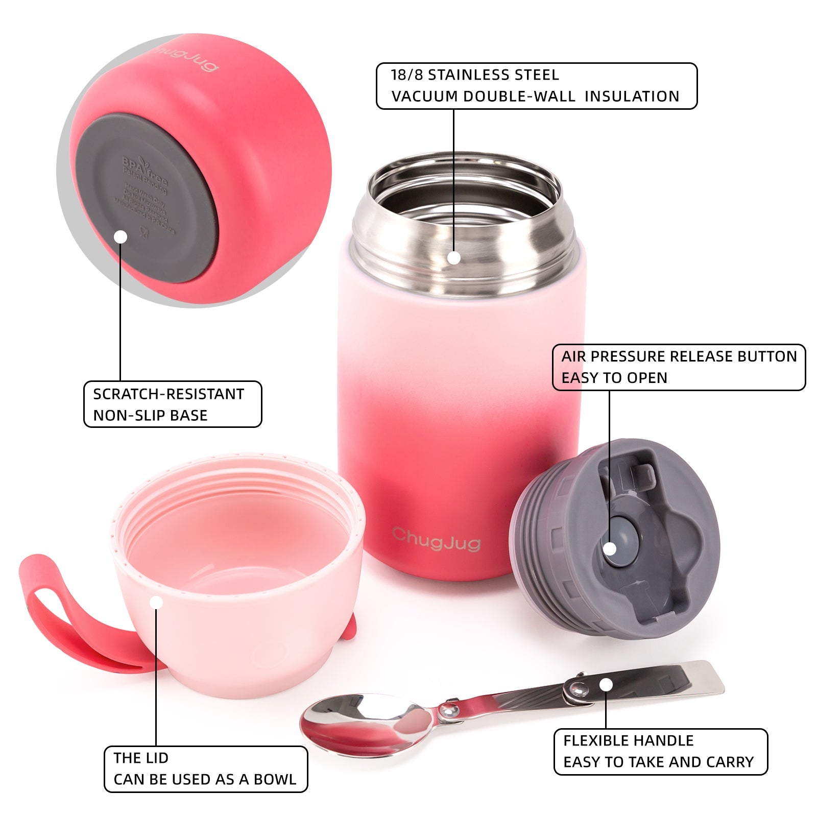 SNUG Insulated Food Jar- Strawberry Milkshake
