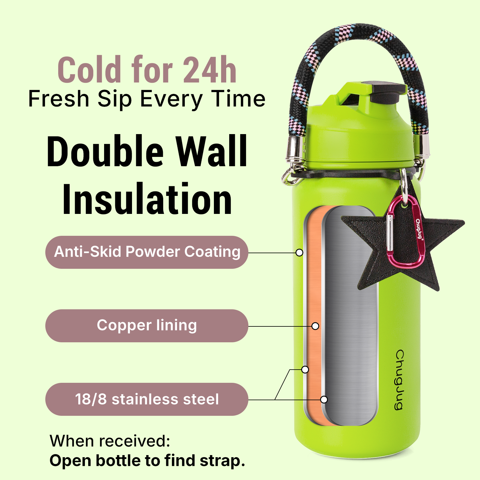 SIPUG Strap Water Bottle-Brat Green
