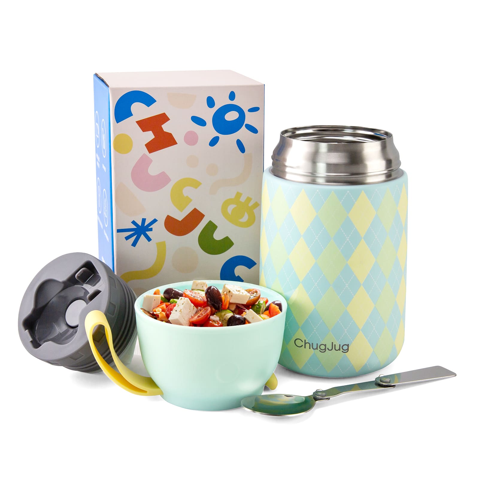 SNUG Insulated Food Jar - Mint Rhombus